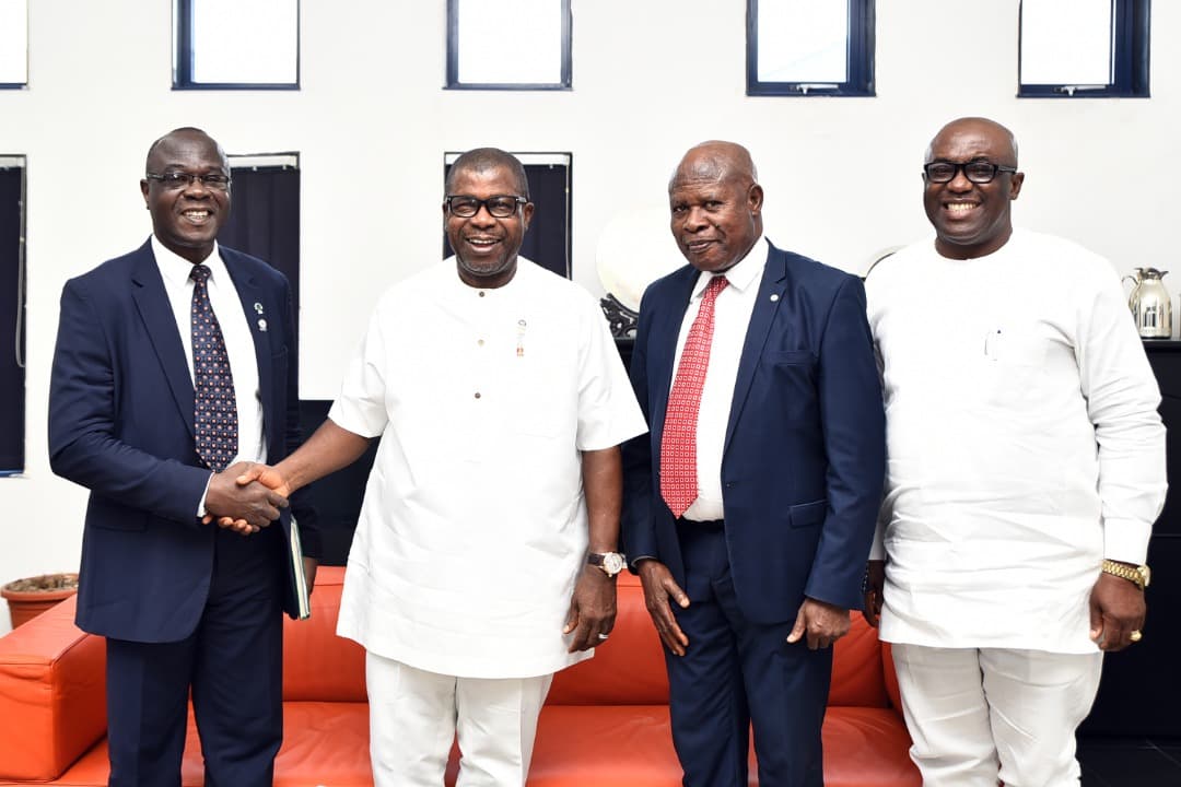 Professor Greg Chukwudi Nwakoby, Vice Chancellor of Chukwuemeka Odumegwu Ojukwu University, Uli, on a courtesy call to Sir Emeka Offor