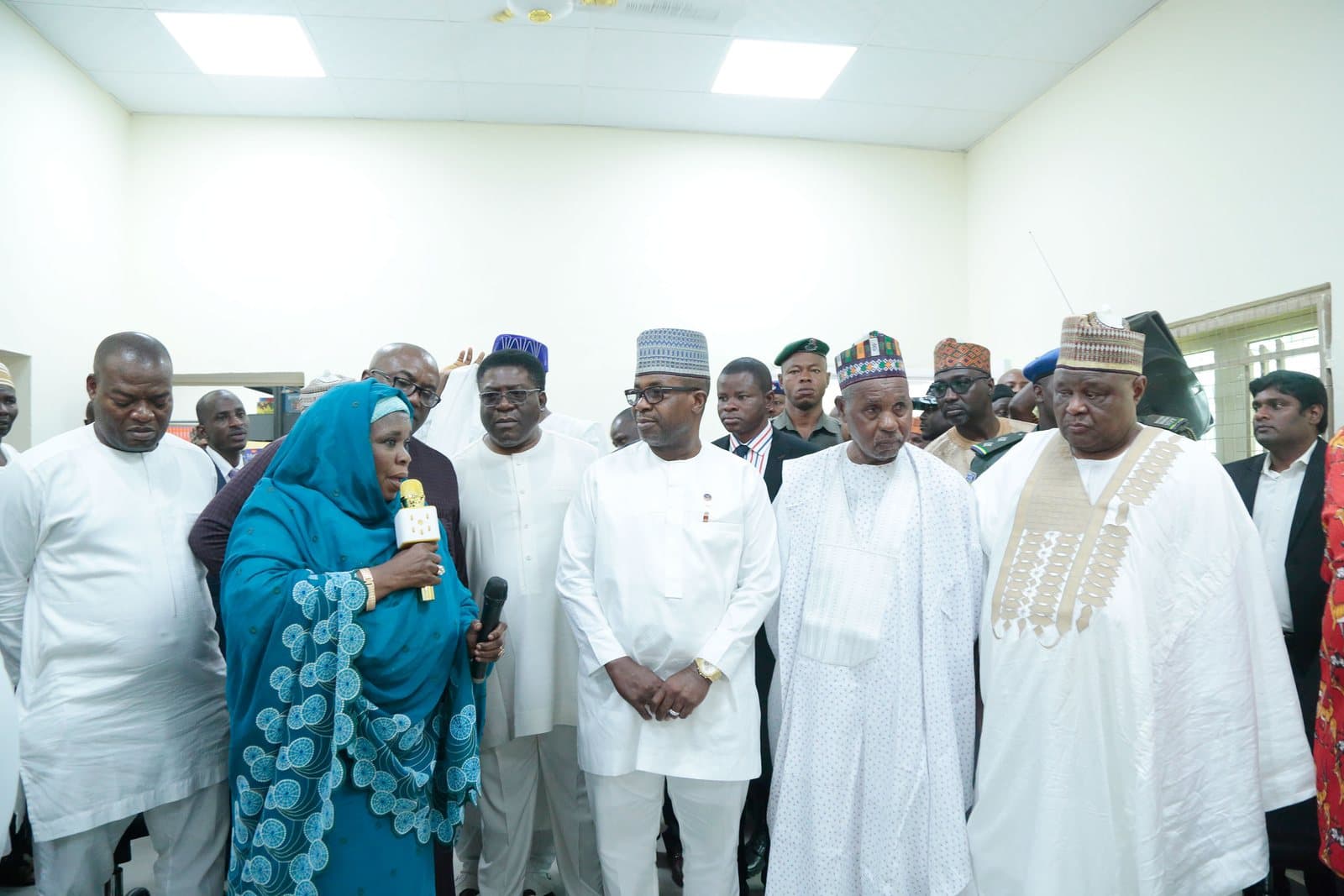 Sir Emeka Offor with Katsina State officials inspecting the Waziri Alhassan Public Library in Daura, Katsina State