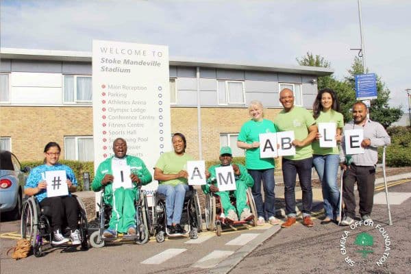 The Nigerian team at the International Wheelchair and Amputee Sports Junior Games, Stoke Mandeville, United Kingdom