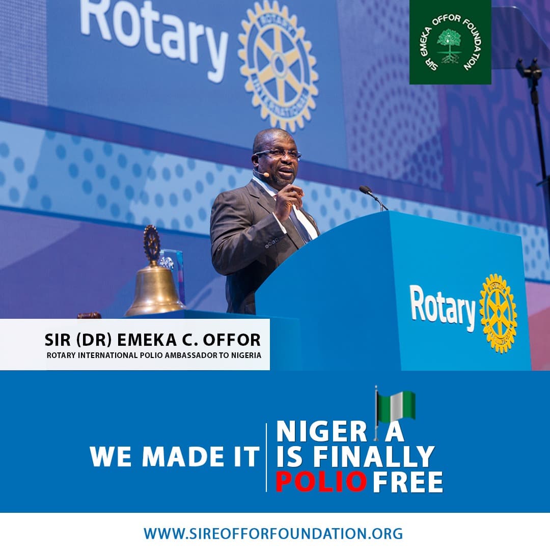Sir Emeka Offor marking the World Health Organization declaration of Nigeria as free of wild polio