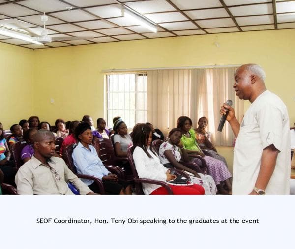 Graduates of the Foundation skills acquisition scheme at Oraifite, Anambra State